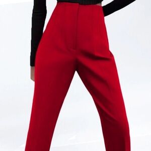 Zara Elegant Red High-Waisted Women's Pants